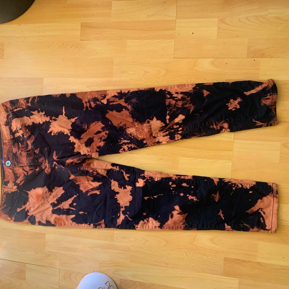 Black Jeans with Bleach Grunge Design
